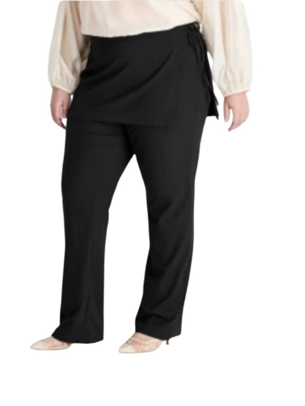 #A136 Future Collective Black Pull-On Skirted Pants for Women